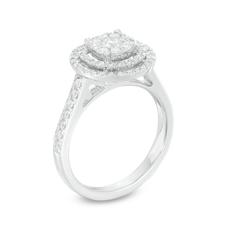 Previously Owned - 3/4 CT. T.W. Diamond Triple Frame Ring in 10K White Gold