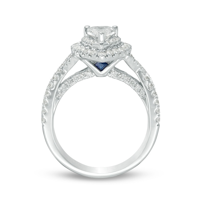 Main Image 3 of Previously Owned - Vera Wang Love Collection 1-5/8 CT. T.W. Pear-Shaped Diamond Double Frame Twist Engagement Ring in 14K White Gold