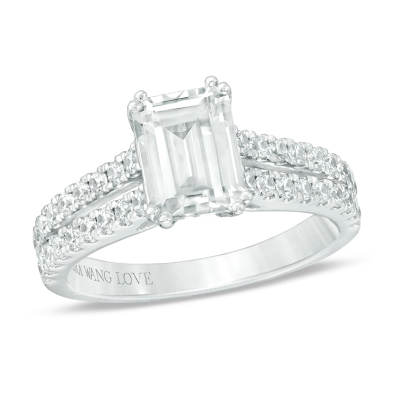 Previously Owned - Vera Wang Love Collection 2 CT. T.W. Emerald-Cut Diamond Engagement Ring in 14K White Gold