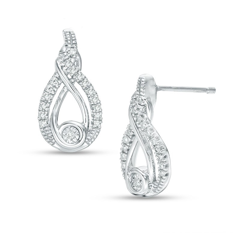Previously Owned - Interwoven™ 1/8 CT. T.W. Diamond Drop Earrings in Sterling Silver