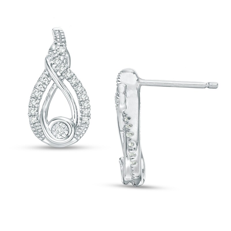 Previously Owned - Interwoven™ 1/8 CT. T.W. Diamond Drop Earrings in Sterling Silver