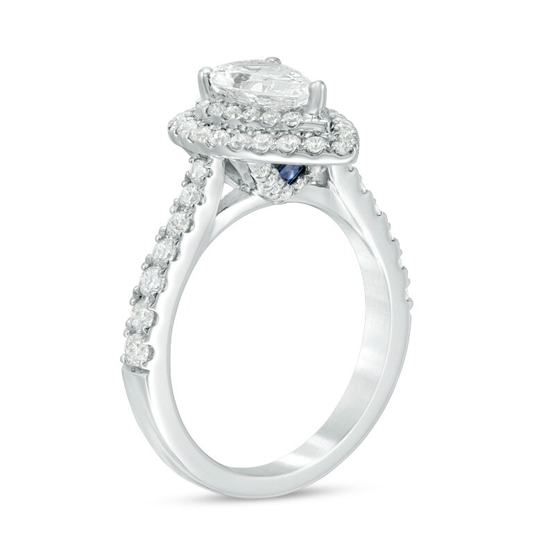 Previously Owned - Vera Wang Love Collection 1-3/4 CT. T.W. Pear-Shaped Diamond Frame Engagement Ring in Platinum