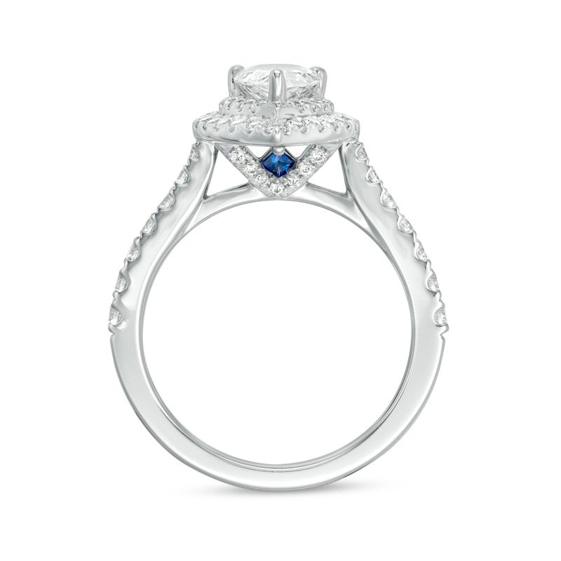 Previously Owned - Vera Wang Love Collection 1-3/4 CT. T.W. Pear-Shaped Diamond Frame Engagement Ring in Platinum