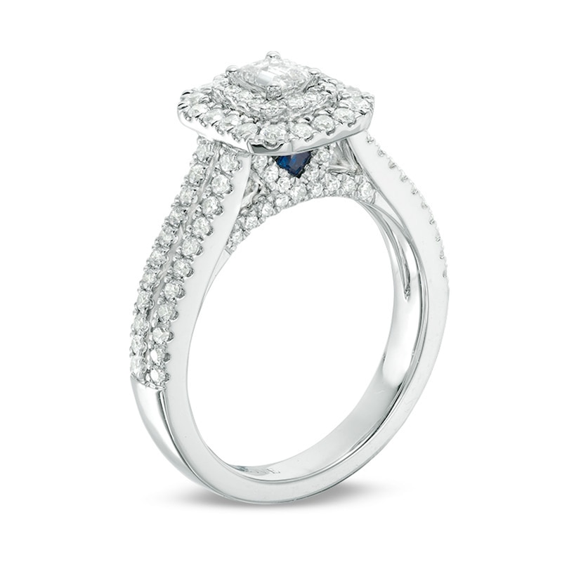 Main Image 2 of Previously Owned - Vera Wang Love Collection 1 CT. T.W. Emerald-Cut Diamond Frame Engagement Ring in 14K White Gold