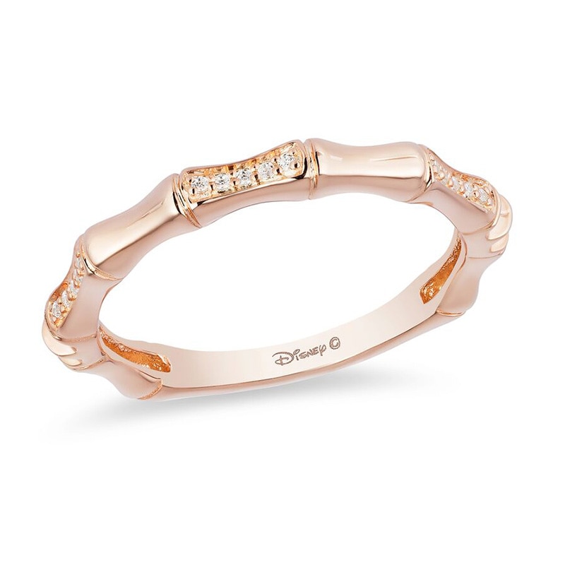 Main Image 1 of Previously Owned - Enchanted Disney Mulan 1/20 CT. T.W. Diamond Bamboo Stackable Band in 10K Rose Gold