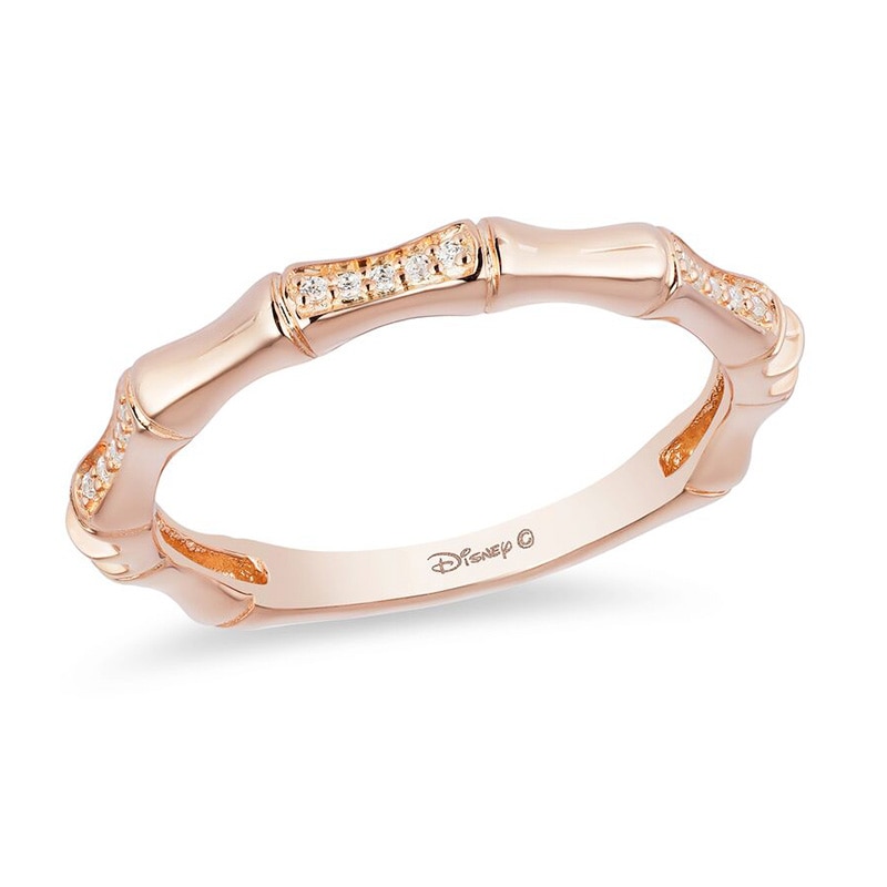 Previously Owned - Enchanted Disney Mulan 1/20 CT. T.W. Diamond Bamboo Stackable Band in 10K Rose Gold