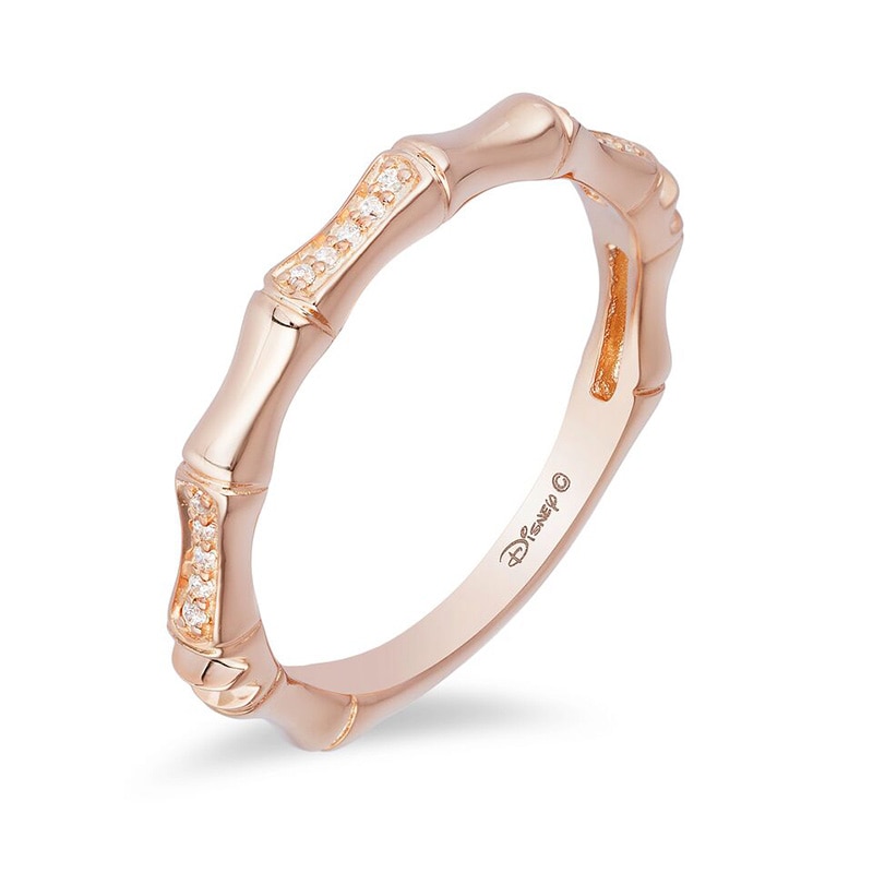 Main Image 2 of Previously Owned - Enchanted Disney Mulan 1/20 CT. T.W. Diamond Bamboo Stackable Band in 10K Rose Gold