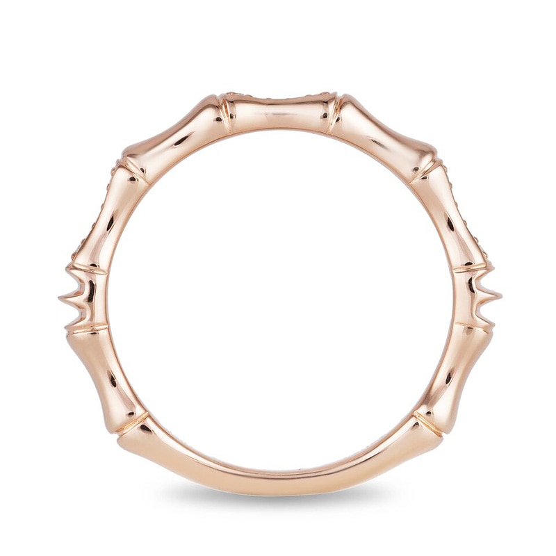 Main Image 3 of Previously Owned - Enchanted Disney Mulan 1/20 CT. T.W. Diamond Bamboo Stackable Band in 10K Rose Gold
