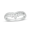 Previously Owned - 1/3 CT. T.W. Diamond Crown Contour Wedding Band in 14K White Gold