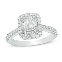 Previously Owned - Vera Wang Love Collection 1-1/3 CT. T.W. Emerald-Cut Diamond Engagement Ring in 14K White Gold