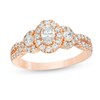Thumbnail Image 1 of Previously Owned - Celebration Ideal 1 CT. T.W. Oval Diamond Three Stone Engagement Ring in 14K Rose Gold (I/I1)