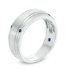 Thumbnail Image 2 of Previously Owned - Vera Wang Men's Blue Sapphire Four Stone Wedding Band in 14K White Gold