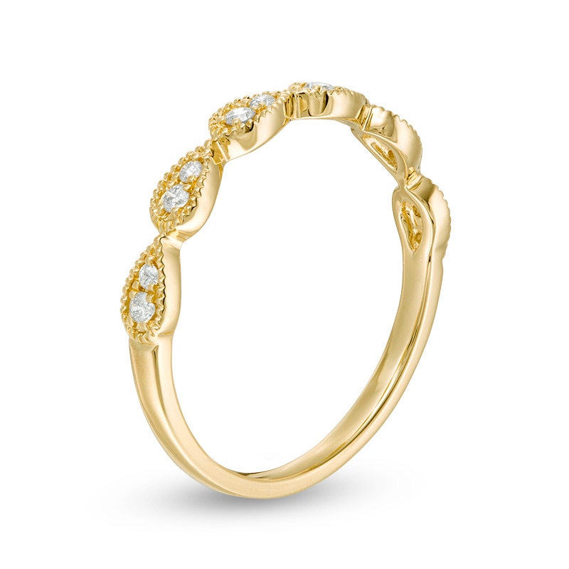 Main Image 2 of Previously Owned - 1/8 CT. T.W. Diamond Teardrop Vintage-Style Stackable Band in 10K Gold