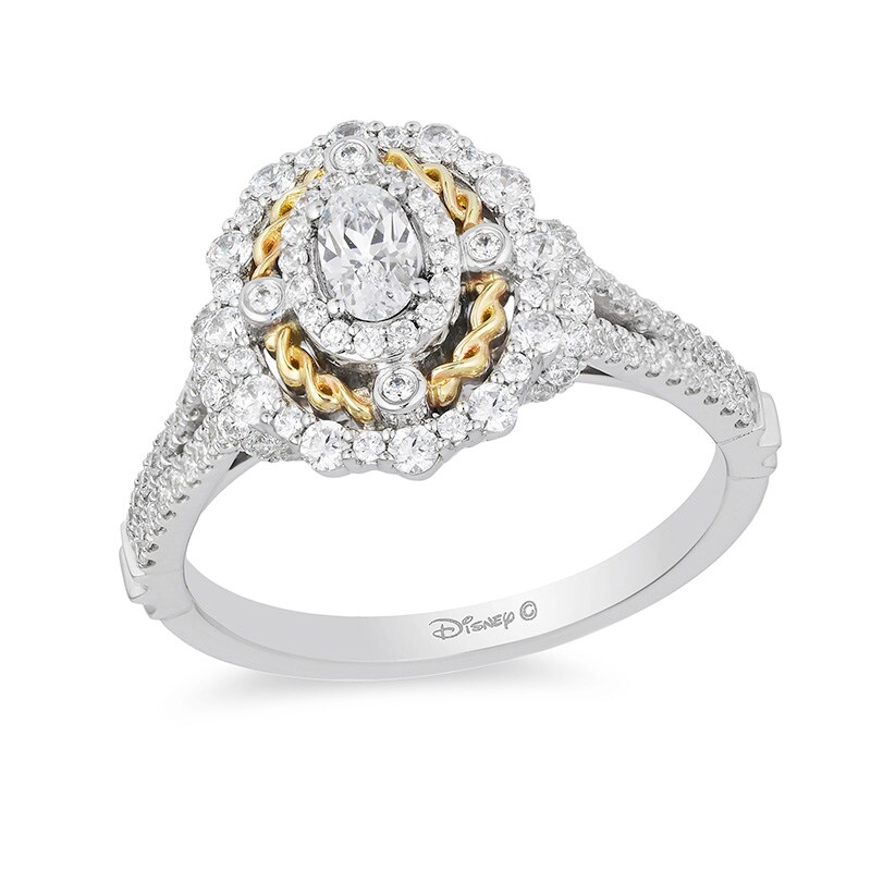 Previously Owned - Enchanted Disney Snow White 1 CT. T.W. Oval Diamond Twist Engagement Ring in 14K Two-Tone Gold