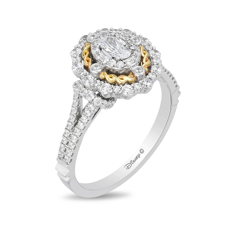 Previously Owned - Enchanted Disney Snow White 1 CT. T.W. Oval Diamond Twist Engagement Ring in 14K Two-Tone Gold
