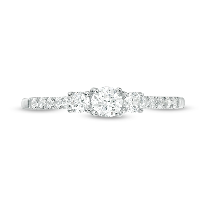 Main Image 6 of Previously Owned - 1/2 CT. T.W. Diamond Past Present Future® Engagement Ring in 10K White Gold