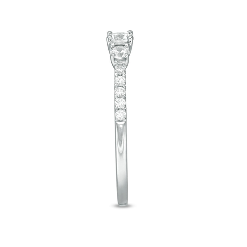 Main Image 7 of Previously Owned - 1/2 CT. T.W. Diamond Past Present Future® Engagement Ring in 10K White Gold