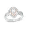 Thumbnail Image 1 of Previously Owned - 1 CT. T.W. Pear-Shaped Diamond Double Frame Crossover Engagement Ring in 14K Two-Tone Gold