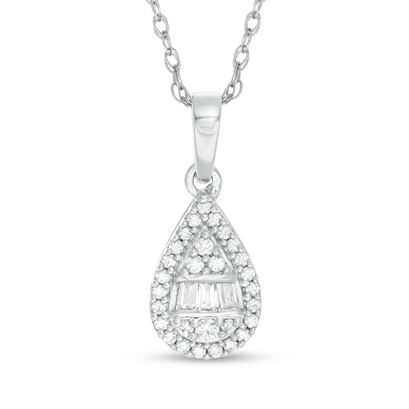 Main Image 1 of Previously Owned - 1/6 CT. T.W. Composite Pear-Shaped Diamond Pendant in 10K White Gold