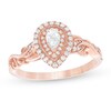 Thumbnail Image 0 of Previously Owned - 1/3 CT. T.W. Pear-Shaped Diamond Double Frame Vintage-Style Engagement Ring in 14K Rose Gold