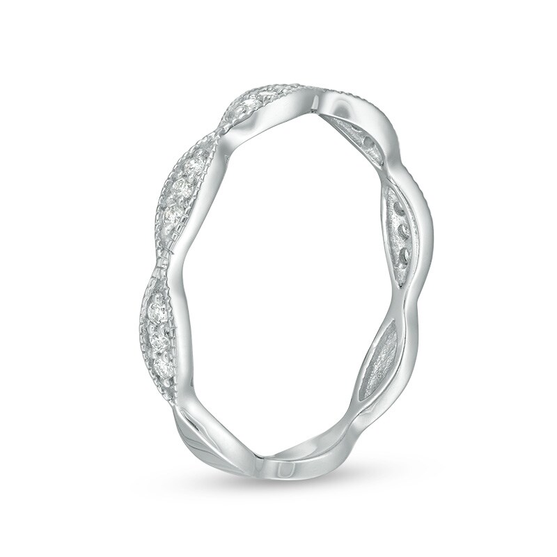 Main Image 2 of Previously Owned - 1/10 CT. T.W. Diamond Marquise Twist Vintage-Style Wedding Band in 10K White Gold