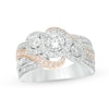 Thumbnail Image 0 of Previously Owned - 1 CT. T.W. Diamond Past Present Future® Frame Multi-Row Engagement Ring in 10K Two-Tone Gold