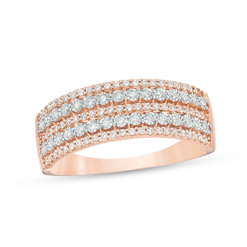 Main Image 1 of Previously Owned - 1/4 CT. T.W. Diamond Multi-Row Anniversary Ring in 10K Two-Tone Gold