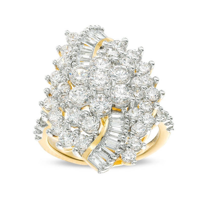 Main Image 4 of Previously Owned - 3 CT. T.W. Composite Diamond Waterfall Ring in 10K Gold
