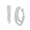 Previously Owned - 1 CT. T.W. Diamond Staggered Inside-Out Hoop Earrings in 10K White Gold