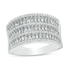 Thumbnail Image 1 of Previously Owned - 1/2 CT. T.W. Baguette and Round Diamond Multi-Row Anniversary Ring in 10K White Gold