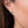 Thumbnail Image 1 of Previously Owned - Pear-Shaped Emerald and 1/8 CT. T.W. Diamond Frame Stud Earrings in 10K Gold