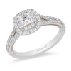 Thumbnail Image 0 of Previously Owned - Enchanted Disney Belle 3/4 CT. T.W. Princess-Cut Diamond Double Frame Rose Ring in 14K Two-Tone Gold