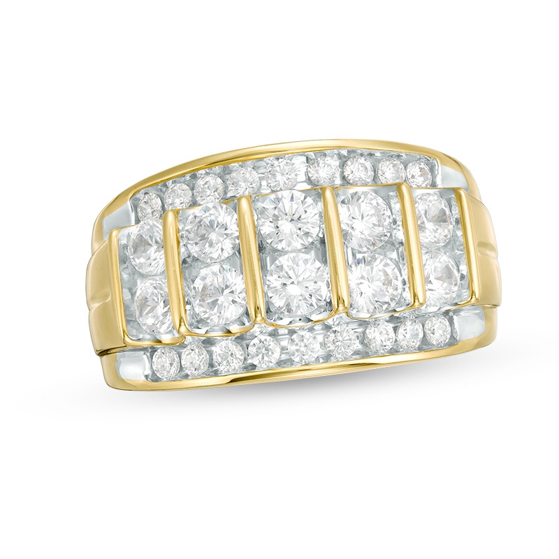 Previously Owned - Men's 2 CT. T.W. Diamond Multi-Row Column Ring in 10K Gold