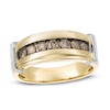 Thumbnail Image 0 of Previously Owned - Men's 1/2 CT. T.W. Champagne Diamond Seven Stone Collar Ring in 10K Two-Tone Gold
