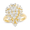 Previously Owned - 1 CT. T.W. Composite Diamond Pear-Shaped Sunburst Frame Ring in 10K Gold