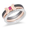 Thumbnail Image 1 of Previously Owned - Mickey Mouse & Minnie Mouse Garnet and Diamond Band Set in Sterling Silver and 10K Rose Gold