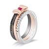 Thumbnail Image 2 of Previously Owned - Mickey Mouse & Minnie Mouse Garnet and Diamond Band Set in Sterling Silver and 10K Rose Gold