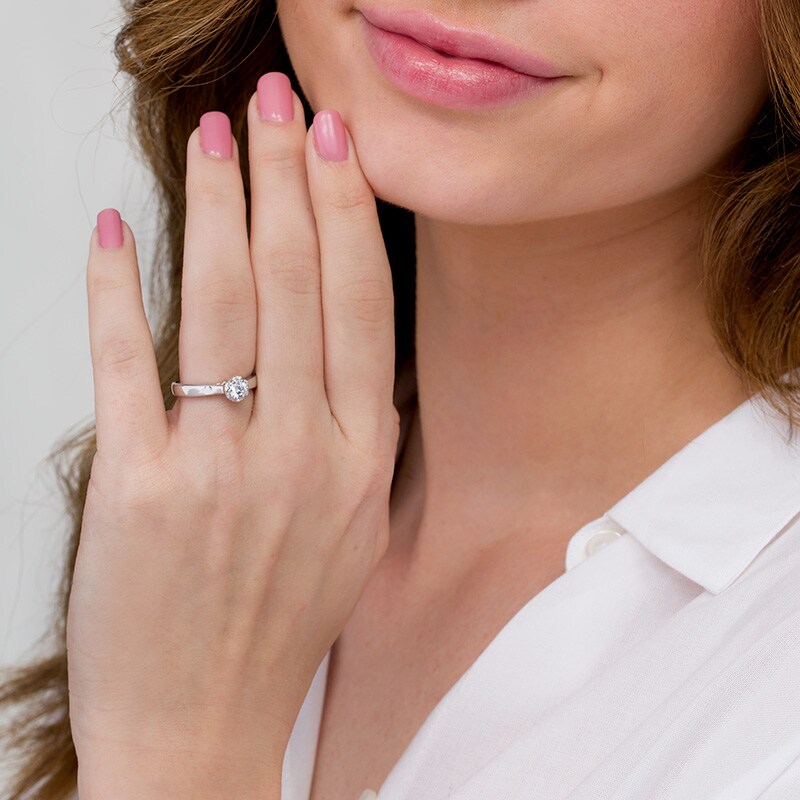 Main Image 2 of Previously Owned - 1/2 CT. T.W. Diamond Frame Engagement Ring in 14K White Gold
