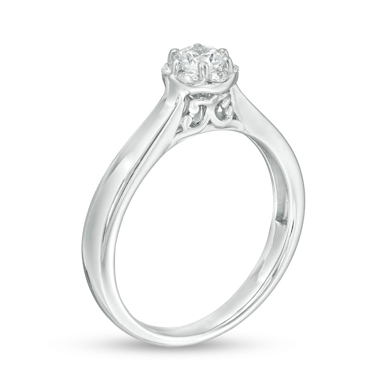 Main Image 3 of Previously Owned - 1/2 CT. T.W. Diamond Frame Engagement Ring in 14K White Gold