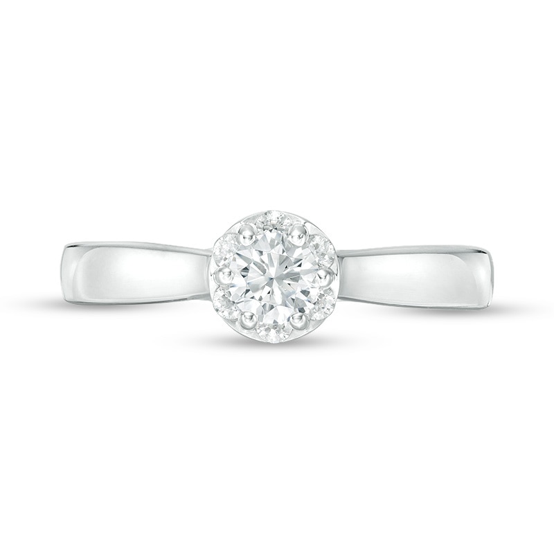 Main Image 4 of Previously Owned - 1/2 CT. T.W. Diamond Frame Engagement Ring in 14K White Gold