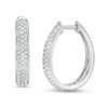 Thumbnail Image 0 of Previously Owned - 1 CT. T.W. Diamond Three Row Oval Hoop Earrings in 10K White Gold