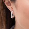 Thumbnail Image 2 of Previously Owned - 1 CT. T.W. Diamond Three Row Oval Hoop Earrings in 10K White Gold