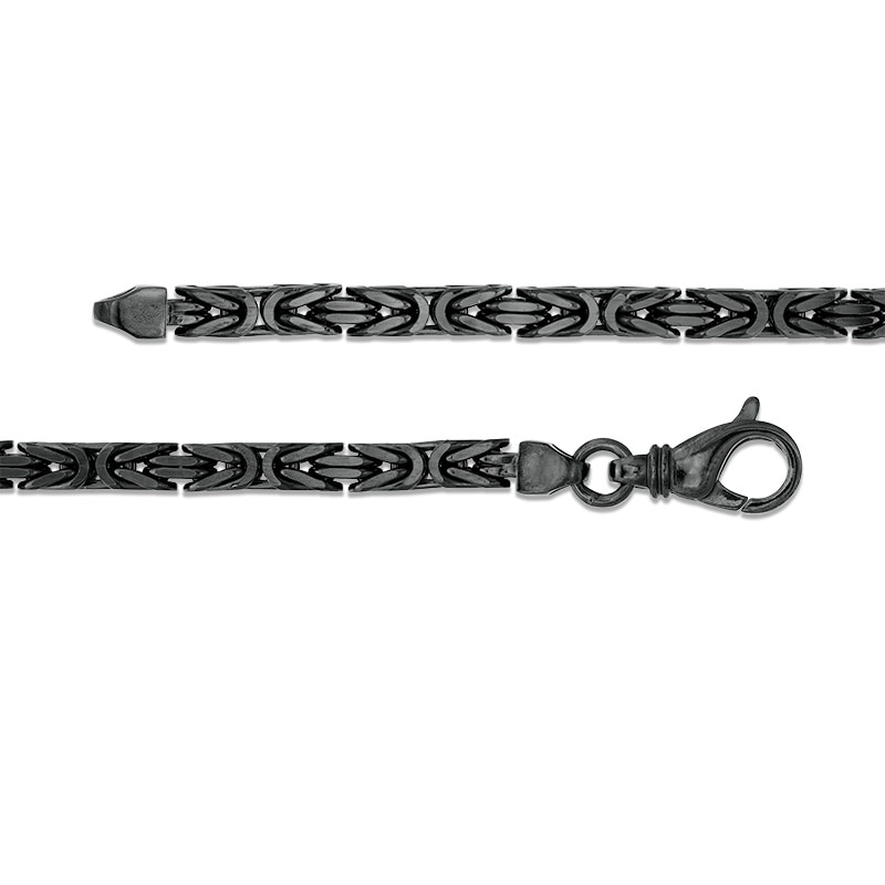 Main Image 3 of Previously Owned - Made in Italy Men's 140 Gauge Byzantine Chain Bracelet in Sterling Silver - 8.5"