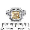 Thumbnail Image 3 of Previously Owned - 2 CT. T.W. Fancy Yellow Diamond Double Framed Ring in 18K Two-Tone Gold