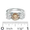 Previously Owned - 1 CT. T.W. Champagne and White Diamond Three Stone Ring in 14K White Gold (I1)