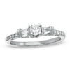 Thumbnail Image 1 of Previously Owned - 1/3 CT. T.W. Round and Baguette Diamond Engagement Ring in 10K White Gold