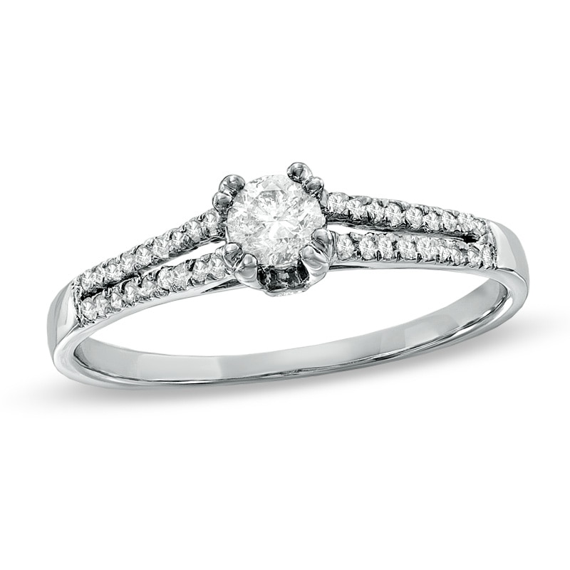 Previously Owned - 1/3 CT. T.W. Diamond Split Engagement Ring in 10K White Gold