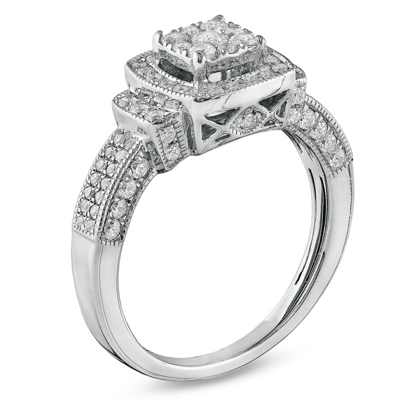 Previously Owned - 3/4 CT. T.W. Diamond Frame Ring in 10K White Gold