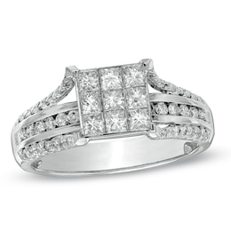 Previously Owned - 1 CT. T.W. Composite Princess-Cut Diamond Engagement Ring in 14K White Gold
