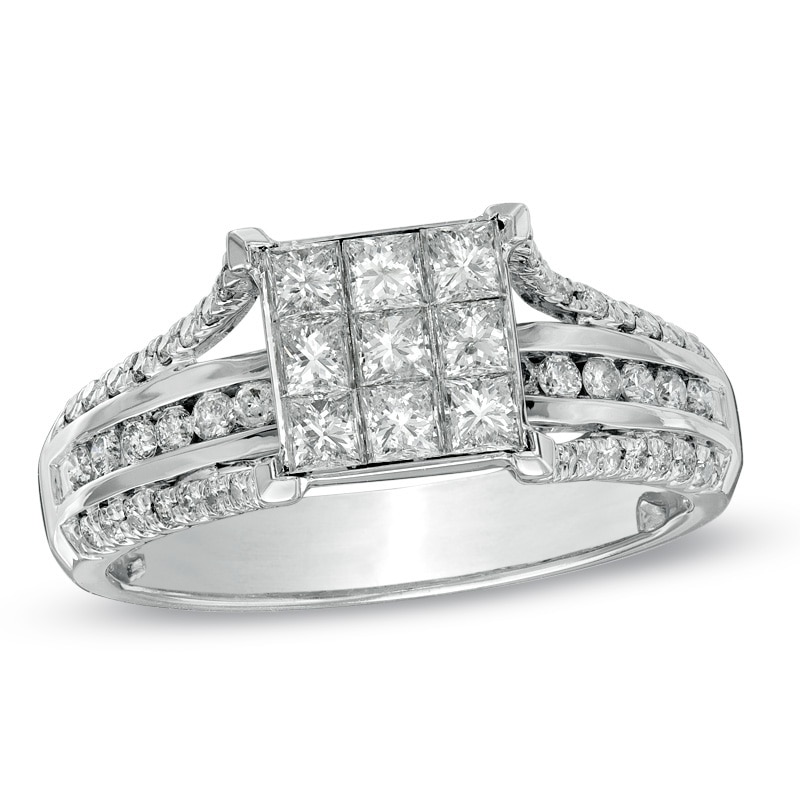 Previously Owned - 1 CT. T.W. Composite Princess-Cut Diamond Engagement Ring in 14K White Gold